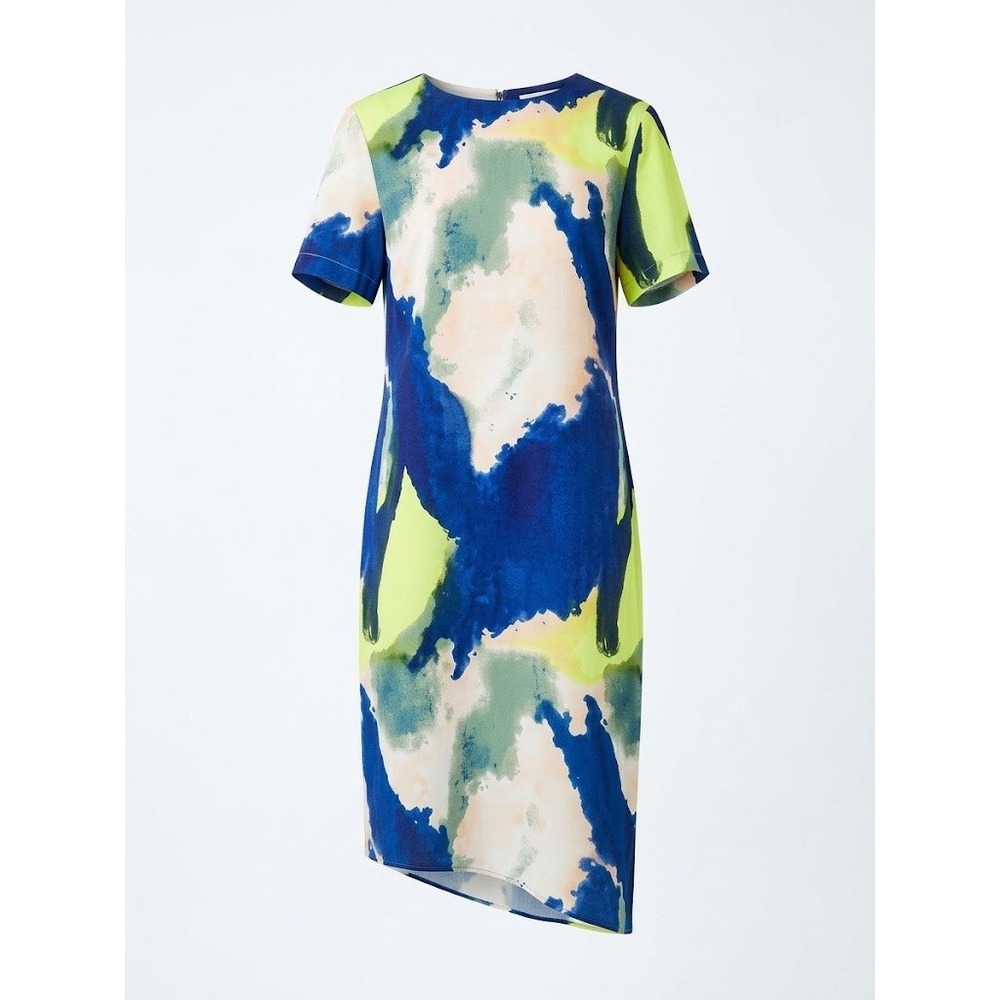 Atelier Dress Womens 2 Multicolor Watercolor Abstract Asymmetrical Wearable Art